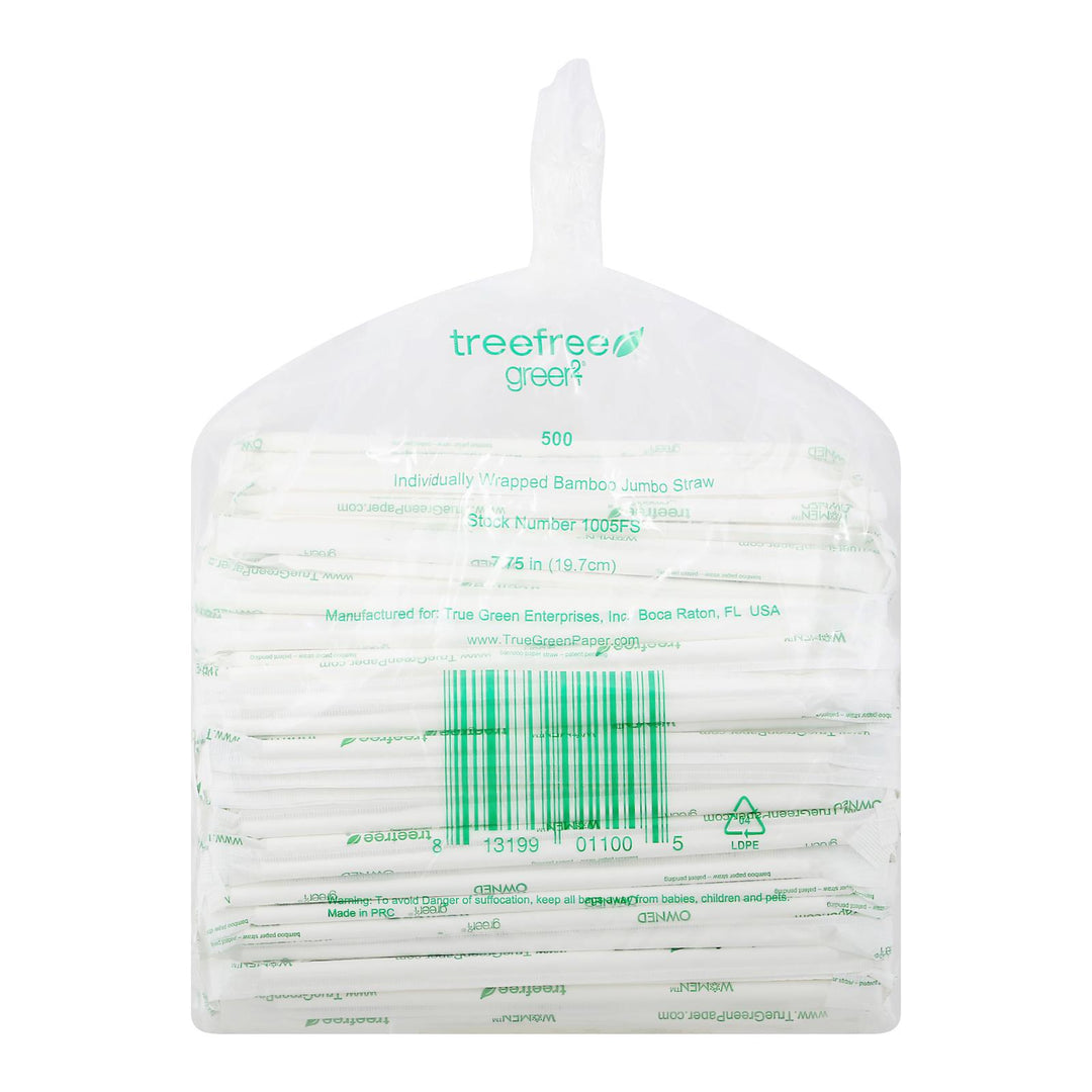Green 2 - Straws Bamboo Paper Wrp - Case Of 10 - 500 Ct - Maras Green